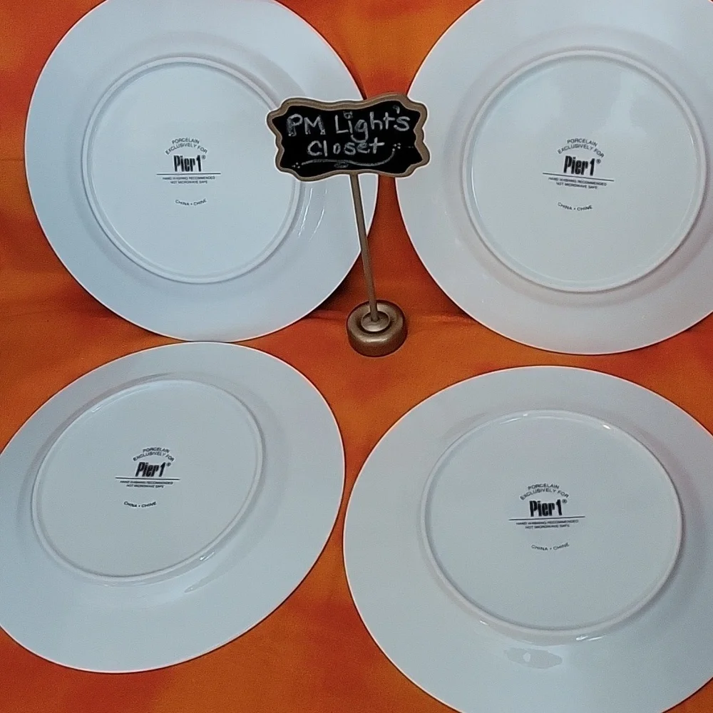 Pier 1 Holiday Scroll Salad Plate Gold Rimmed Ivory Red Dot
